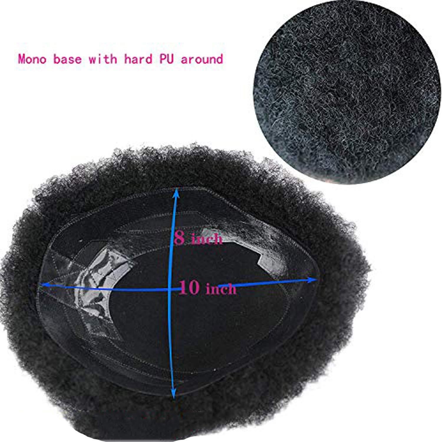 Afro Human Hair Toupee for Men - Monofilament Base Hair Replacement System
