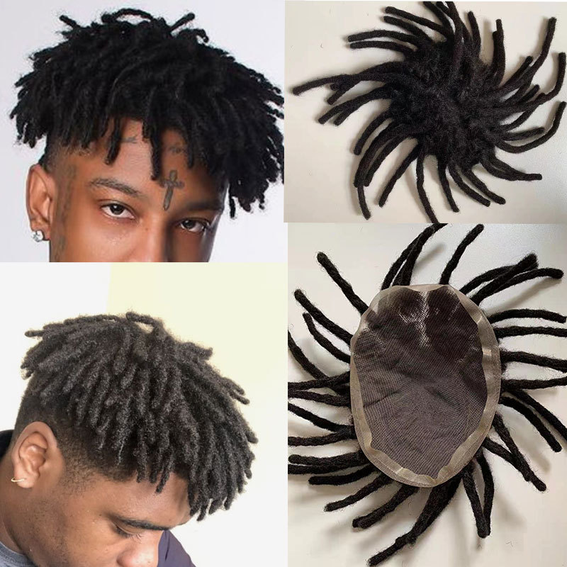 Afro Kinky Curly Human Hair Toupee for Men - Full Lace Base Hair Replacement System