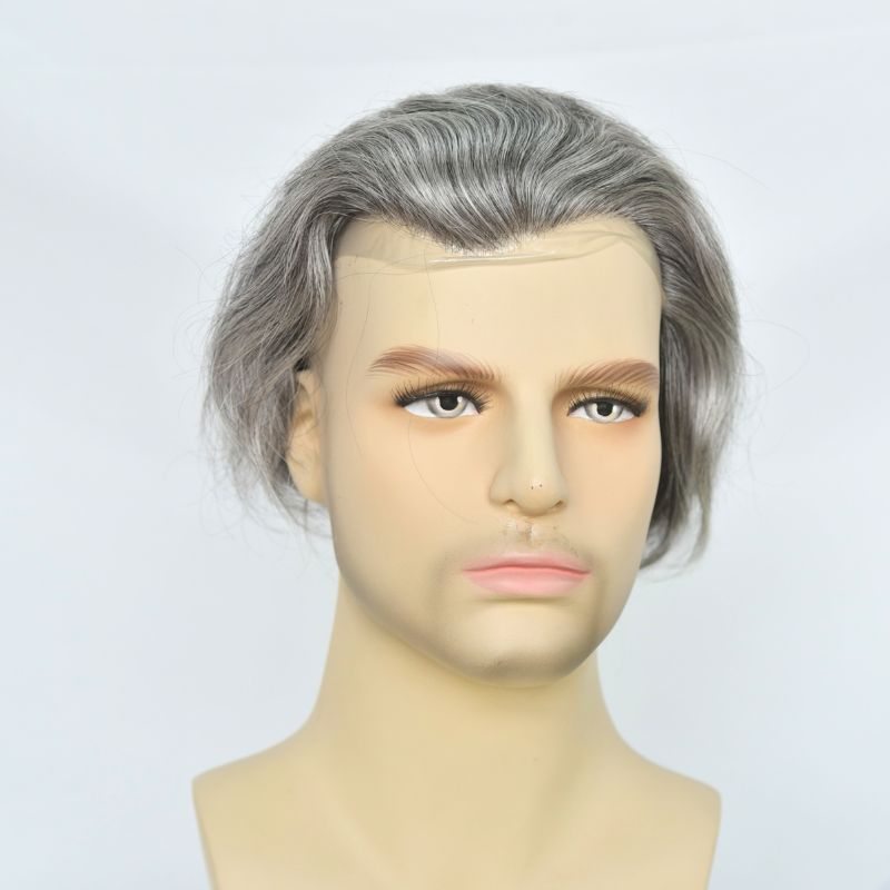 Synthetic Toupee for Men - Thin Skin Base, 10x8 in, V-Looped Hair Replacement System