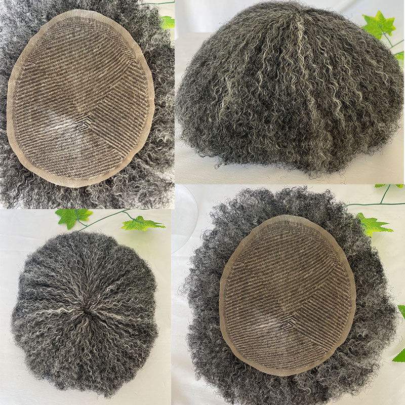 Afro Kinky Curly Human Hair Toupee for Men - Swiss Lace Base, 10x8 in Hair Replacement System