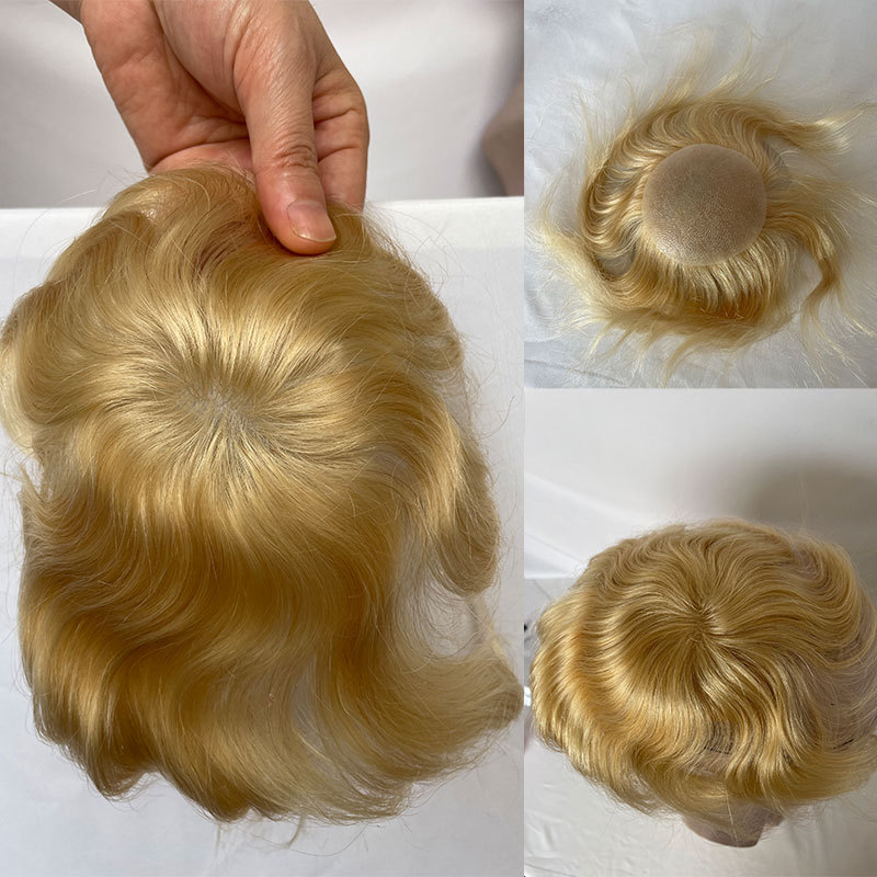 Men's Toupee Hair System - Thin Skin, 8x8 in, V-Looped - Model 3349