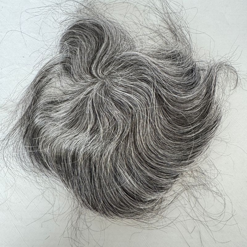 1B60 Thin Skin PU Bald Spot Hair Patches Toupee For Men 8CM X 8CM V-Looped Hair Piece Glue On Hair Replacement System For Bald Spot Transparent Skin Toupee Patch European Remy Hairpieces For Bald Spots