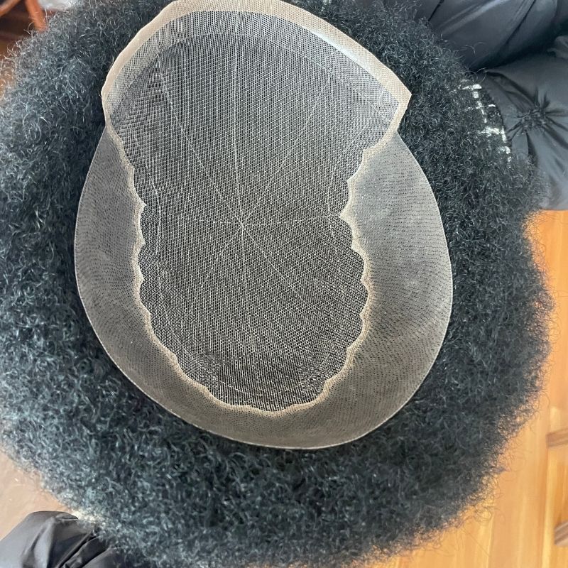 Afro Human Hair Toupee for Men - 10x8 in Hair Replacement System