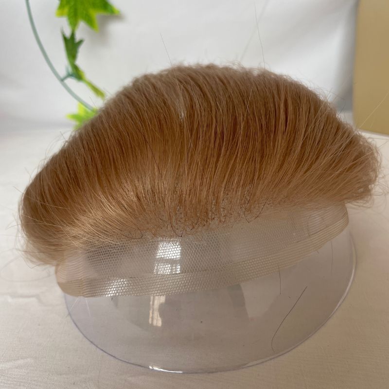 Transparent HD Invisible Lace Hairline French Lace Front Mens Frontal Hairpiece for Receding Natural Hairline V-Shape Lace Poly PU Forehead Human Hair Replacement System Toupee for Men White 1B and  Natural  Color