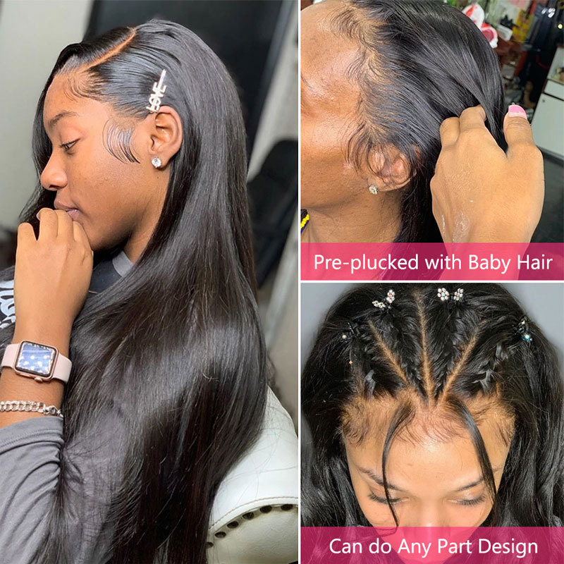Straight Brazilian Remy Human Hair Wig for Women - Full Lace Base, Pre-Plucked Hairline, Glueless