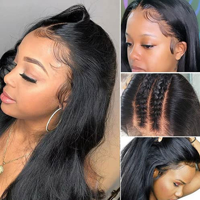 Straight Brazilian Remy Human Hair Lace Frontal - 13x6 in, 130% Density, Pre-Plucked Hairline, Glueless