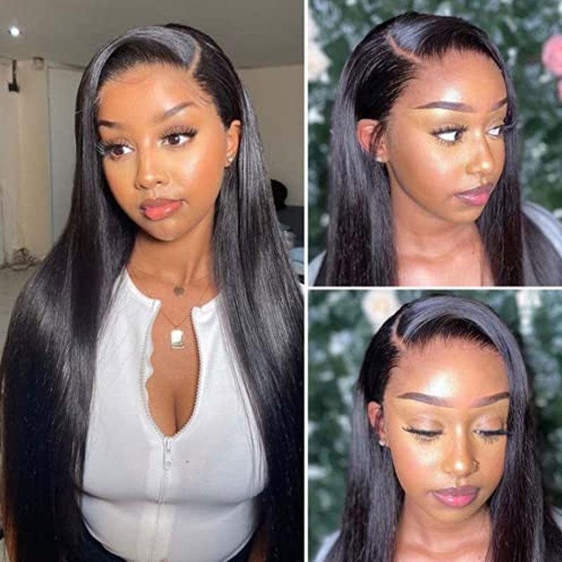 Straight Brazilian Remy Human Hair Lace Frontal - 13x6 in, 130% Density, Pre-Plucked Hairline, Glueless