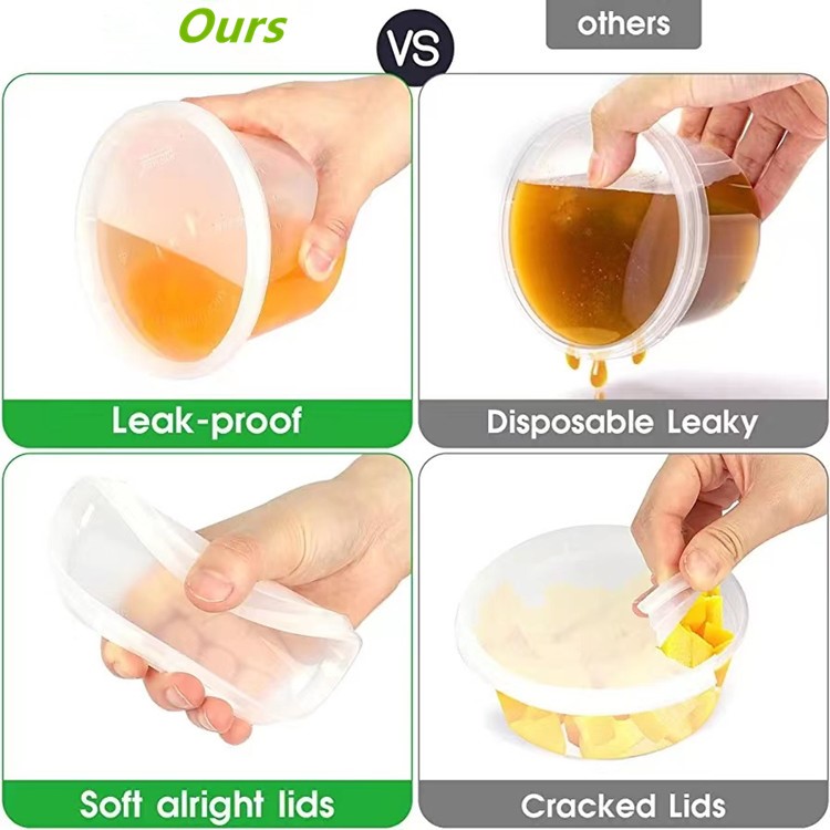 Microwavable 100% Leakproof Plastic food Container PP Soup Cup storage Deli Containers With Lids