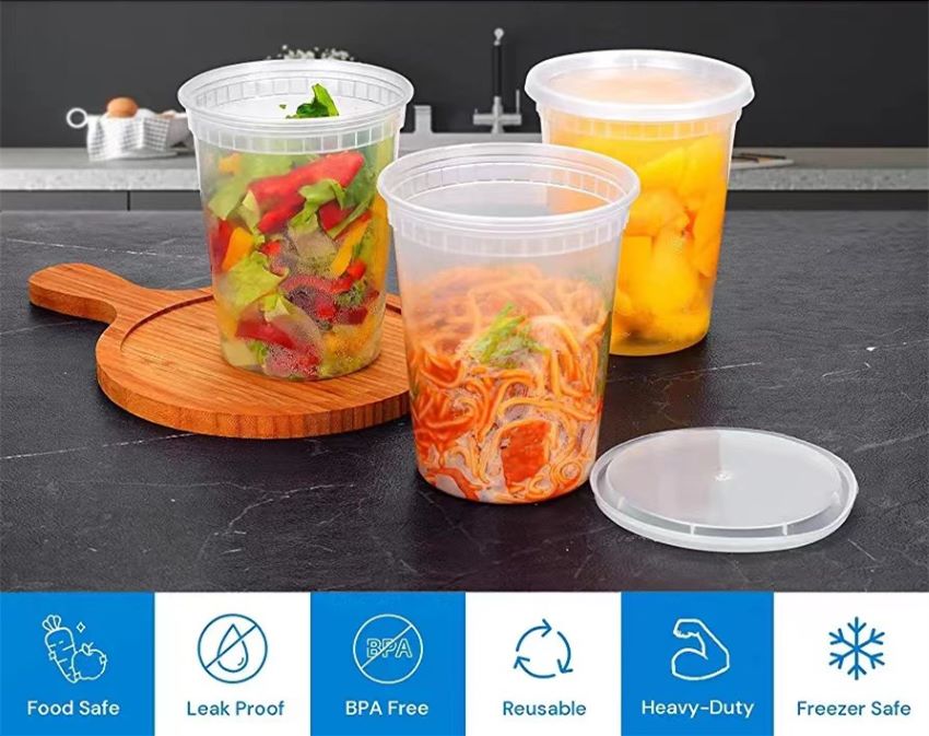 Microwavable 100% Leakproof Plastic food Container PP Soup Cup storage Deli Containers With Lids
