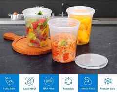 Microwavable 100% Leakproof Plastic food Container PP Soup Cup storage Deli Containers With Lids