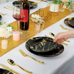 7.5" 10.25" Dinner Dessert Plate plastic marble plates Dinnerware set
