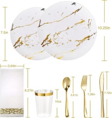 7.5" 10.25" Dinner Dessert Plate plastic marble plates Dinnerware set