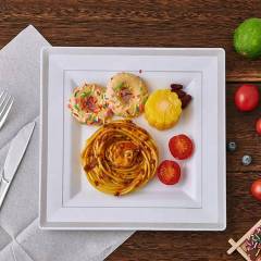 6", 7.5", 9", 10.25" gold/silver Dinnerware set