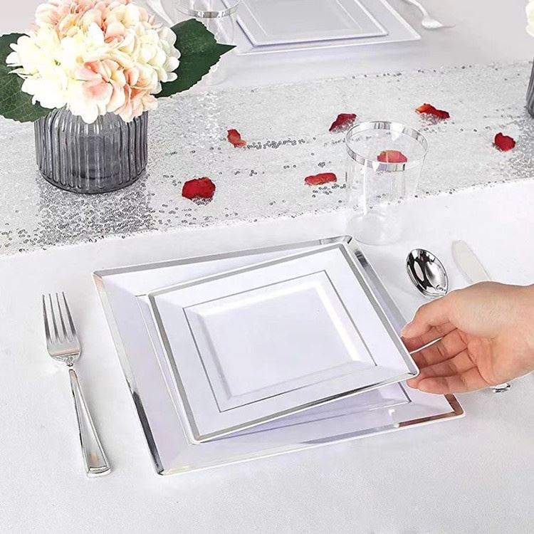 6", 7.5", 9", 10.25" gold/silver Dinnerware set