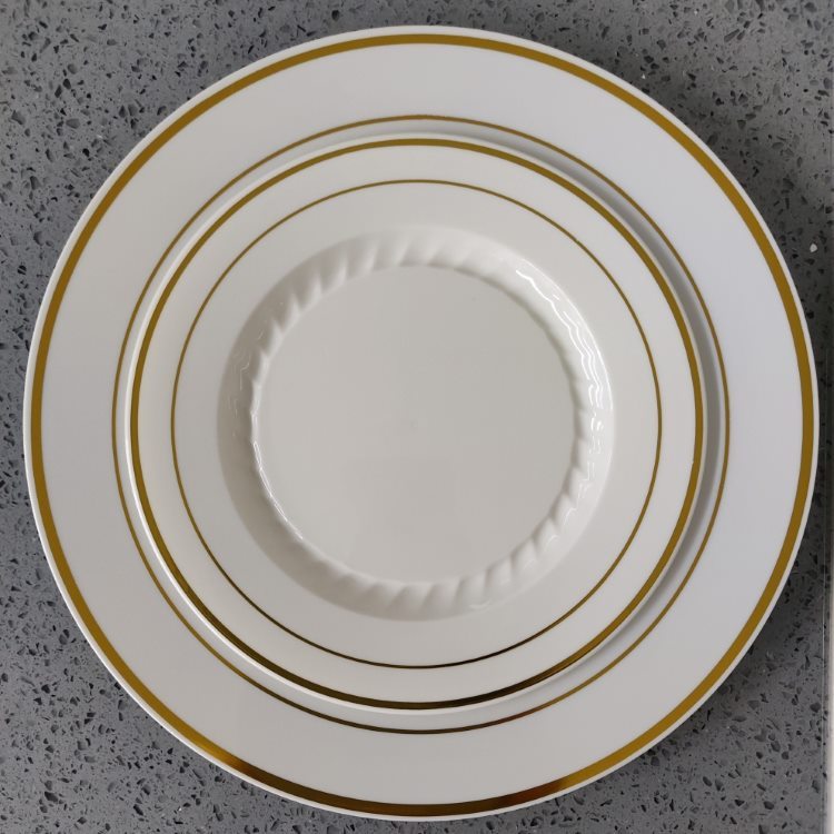 7.5",10.25" Gold Silver Rose Rims plastic disposable party dinner plates bulk tableware wholesale