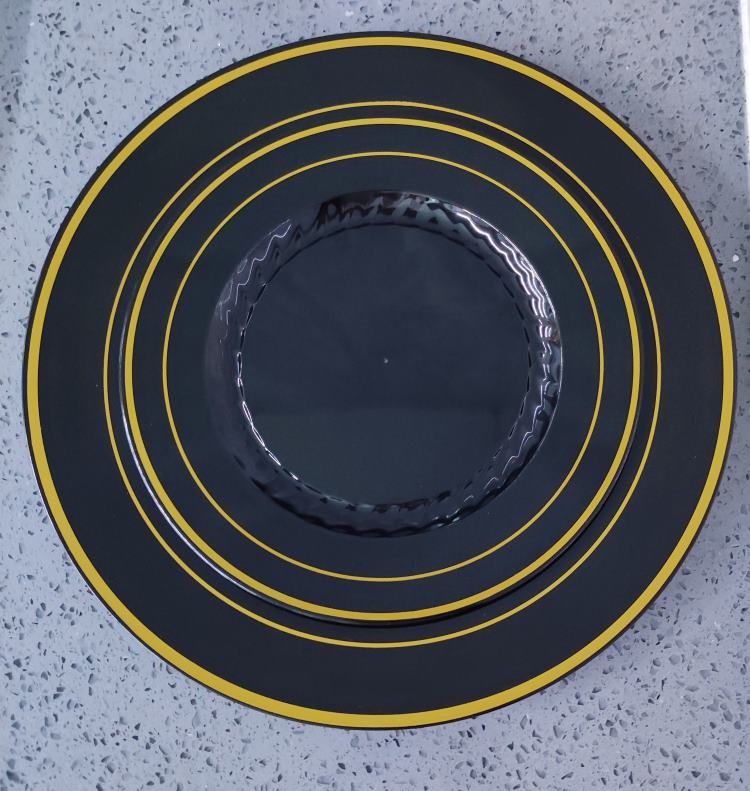 7.5",10.25" Gold Silver Rose Rims plastic disposable party dinner plates bulk tableware wholesale