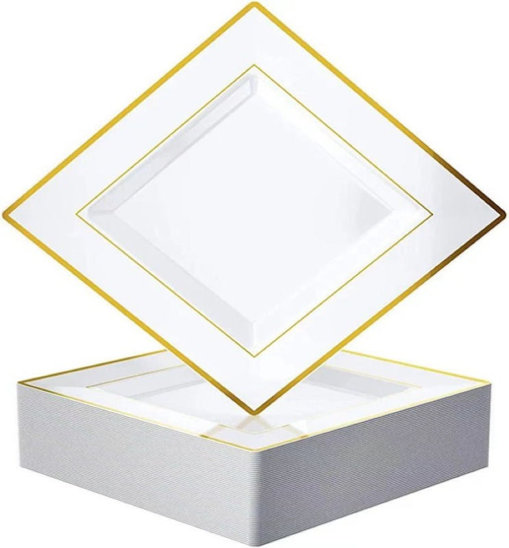 6", 7.5", 9", 10.25" gold/silver Dinnerware set