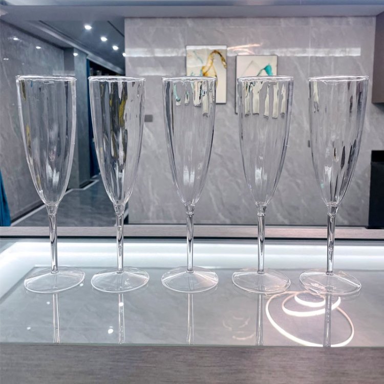 5oz. Clear Plastic Square Champagne Flutes 6Pk., Size: One Size