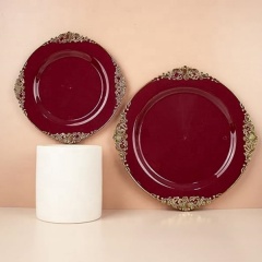 7.5", 10.25" Gold /Silver /Rose Rims Plastic Dinnerware Set