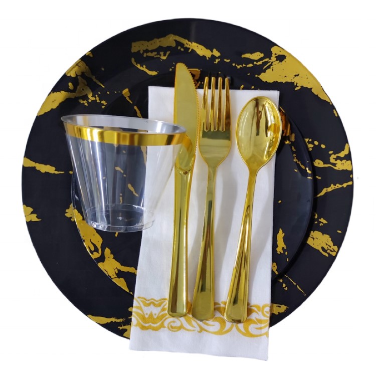 7.5" 10.25" Dinner Dessert Plate plastic marble plates Dinnerware set