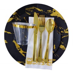 7.5" 10.25" Dinner Dessert Plate plastic marble plates Dinnerware set