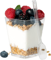 Wedding Decoration Cake Mousse Pudding Ice Cream Clear 5 oz Square Disposable PS plastic dessert cup with lids spoons