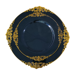 7.5", 10.25" Gold /Silver /Rose Rims Plastic Dinnerware Set