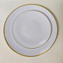 Wholesale Fancy Premium White Clear Gold Rim Plastic Charger Plates Disposable Deep Dinner charger Plates for Party Wedding