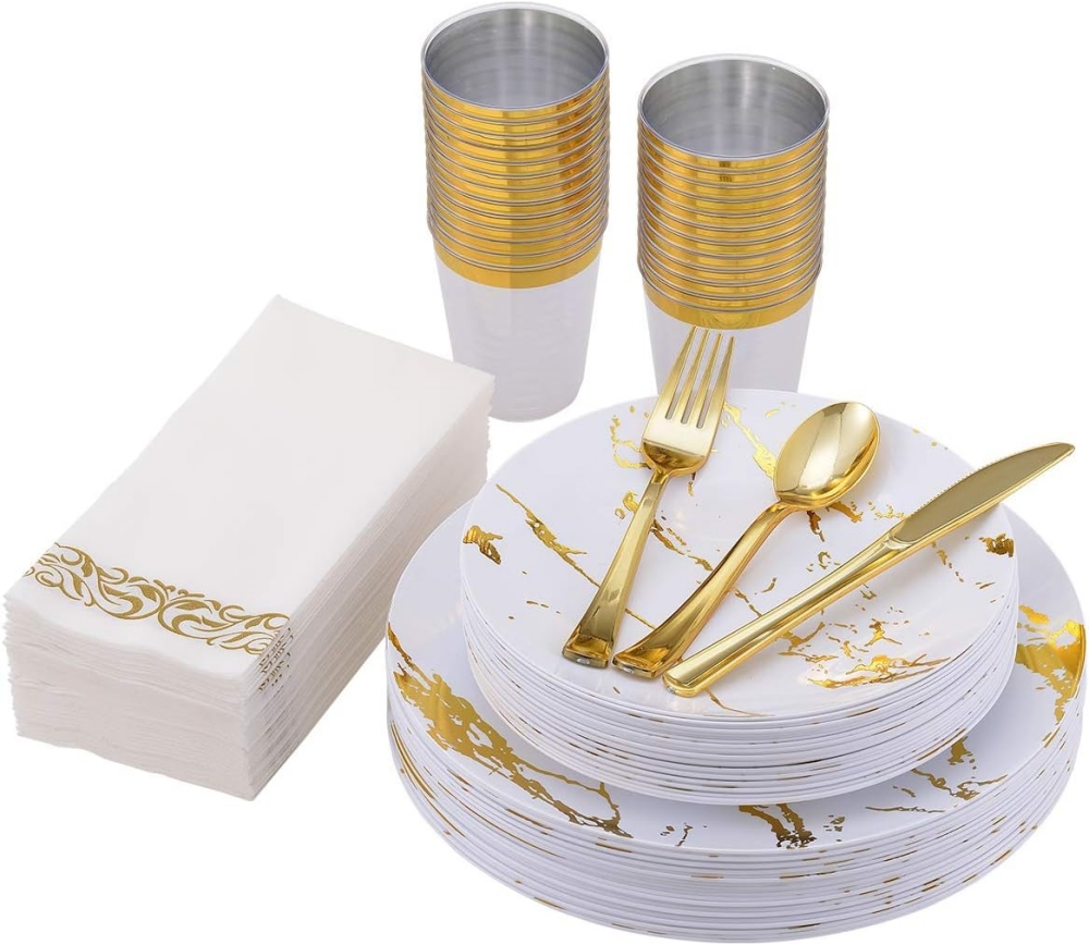Dinner Dessert Plate Lightweight Unbreakable plastic marble plates Deep Plate set Dinnerware set