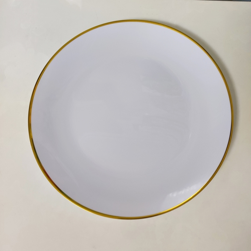 Wholesale Fancy Premium White Clear Gold Rim Plastic Charger Plates Disposable Deep Dinner charger Plates for Party Wedding