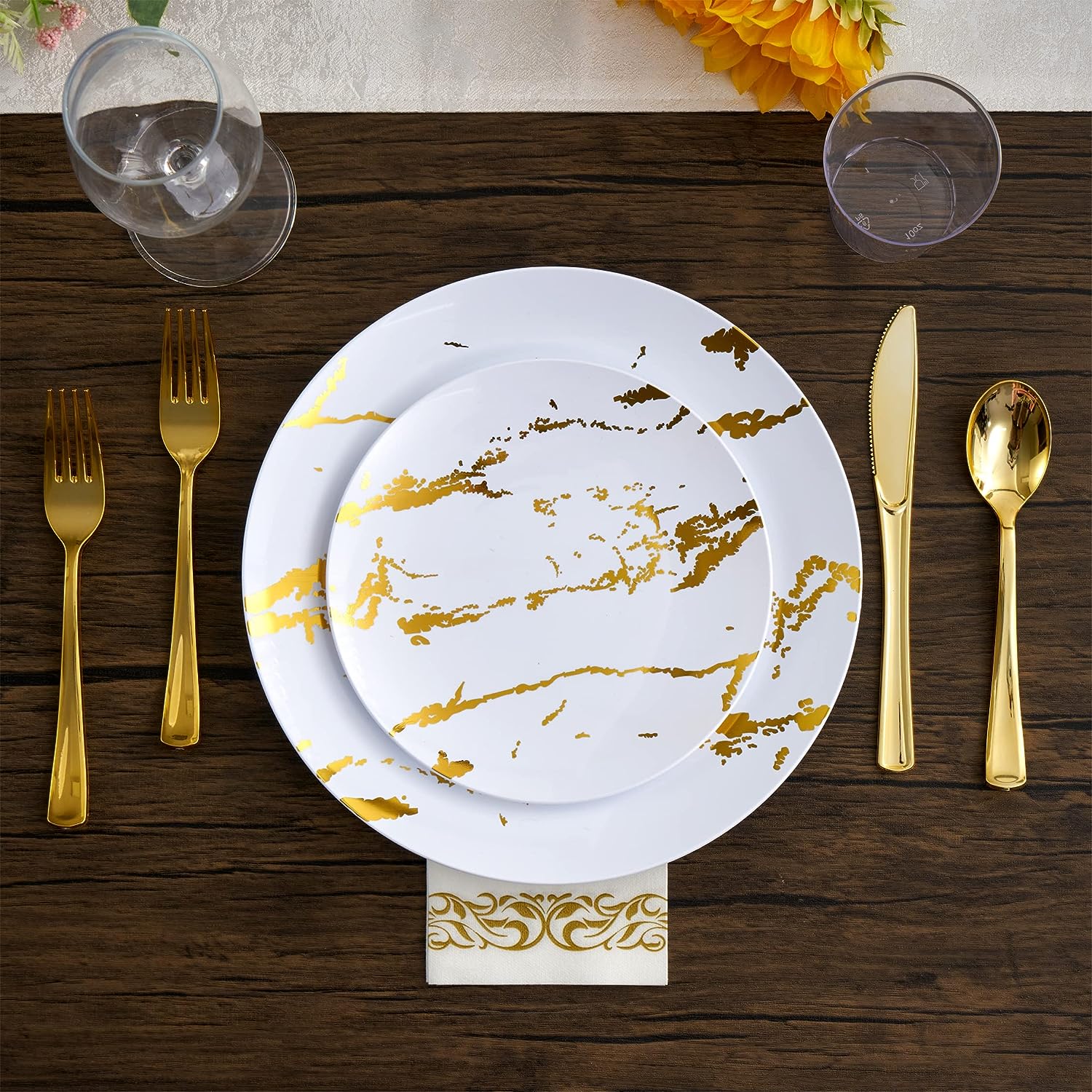 Dinner Dessert Plate Lightweight Unbreakable plastic marble plates Deep Plate set Dinnerware set