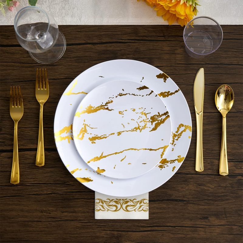 Dinner Dessert Plate Lightweight Unbreakable plastic marble plates Deep Plate set Dinnerware set