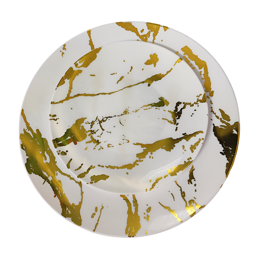 Dinner Dessert Plate Lightweight Unbreakable plastic marble plates Deep Plate set Dinnerware set