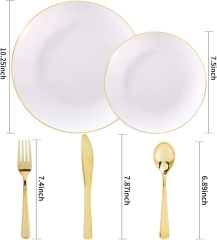 Wholesale Fancy Premium White Clear Gold Rim Plastic Charger Plates Disposable Deep Dinner charger Plates for Party Wedding