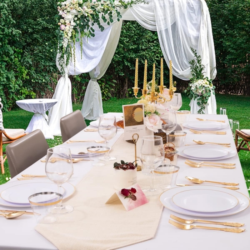 Wholesale Fancy Premium White Clear Gold Rim Plastic Charger Plates Disposable Deep Dinner charger Plates for Party Wedding