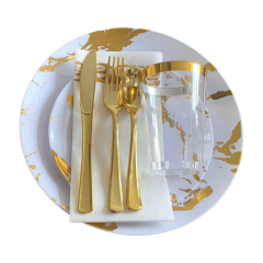 Dinner Dessert Plate Lightweight Unbreakable plastic marble plates Deep Plate set Dinnerware set