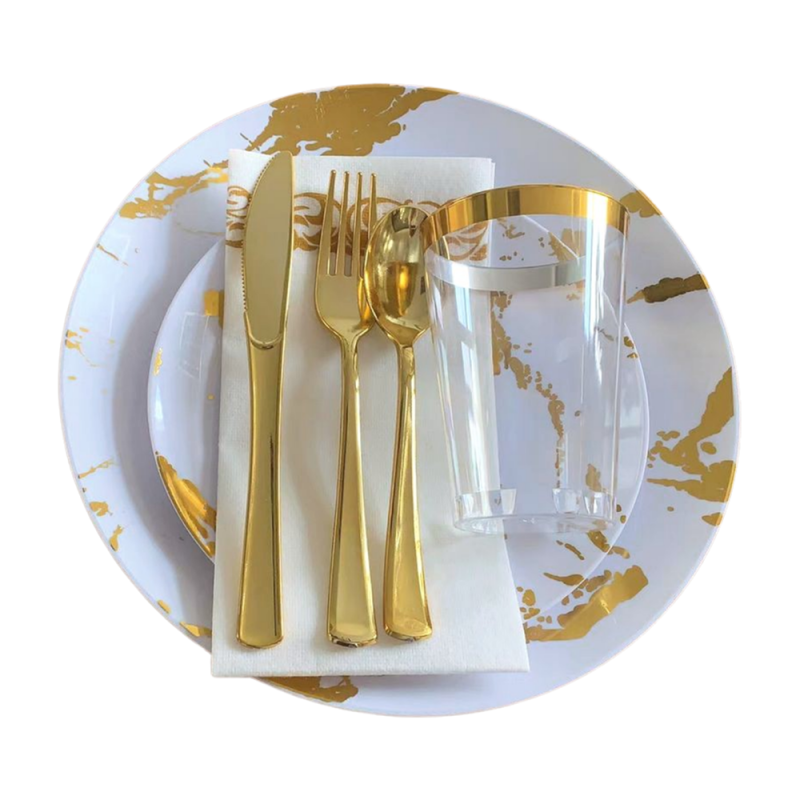 Dinner Dessert Plate Lightweight Unbreakable plastic marble plates Deep Plate set Dinnerware set