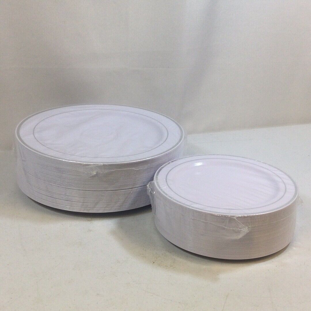 Elegant Fancy Heavy Duty Wedding Party Plates Disposable Plastic charger Plates dinnerware set with Gold silver gold Rim bullk
