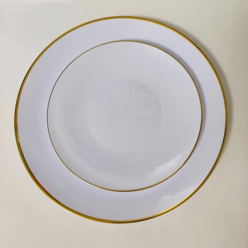 Wholesale Clear Gold rim trim Plates Weeding Decor plastic disposable Dish Dinner Charger Plate Tableware sets