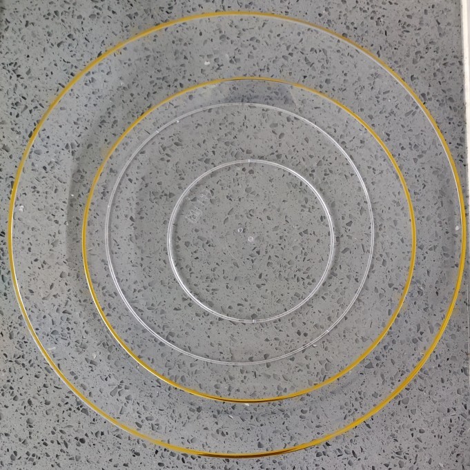Wholesale Clear Gold rim trim Plates Weeding Decor plastic disposable Dish Dinner Charger Plate Tableware sets