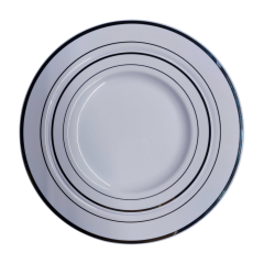 Elegant Fancy Heavy Duty Wedding Party Plates Disposable Plastic charger Plates dinnerware set with Gold silver gold Rim bullk