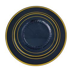 Disposable wedding black round plastic plates sets bulk