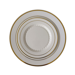 Disposable wedding black round plastic plates sets bulk