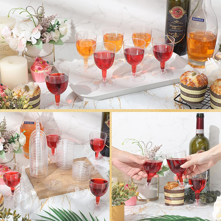 PS Round 5 oz Clear Disposable Plastic Wine Beer Tea Cups Goblet