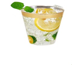 9 oz Gold /Silver Rim Plastic PS Clear Disposable Cup Water Wine Juice Glasses Tumblers