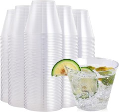 9 oz PS Hard Disposable Plastic Wine Beer Transparent Glasses Cups for Party Wedding