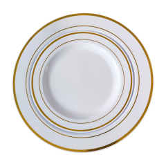 600 Piece Wedding Party Plates Disposable Dinnerware Set 100 Guests -100 Gold Plastic Plates, 100 Gold Salad Plates, 100 Gold Plastic Silverware Set, 100 Gold Plastic Cups