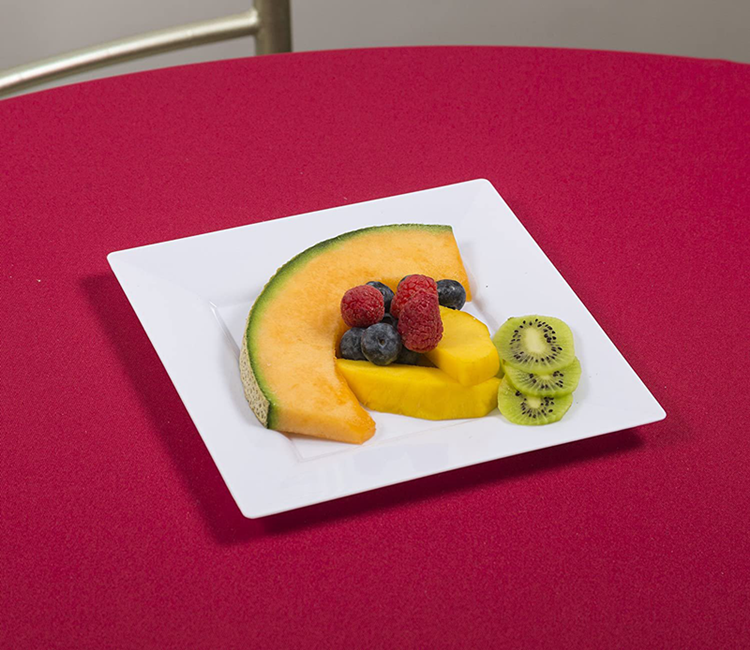 White Salad Dessert Square PS Plates Dishes Plastic disposable dinner charger plates