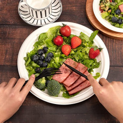 PP Black White Flatware Sets with Plastic Spoons Fork Knives Napkin Paper Disposable Cutlery Sets