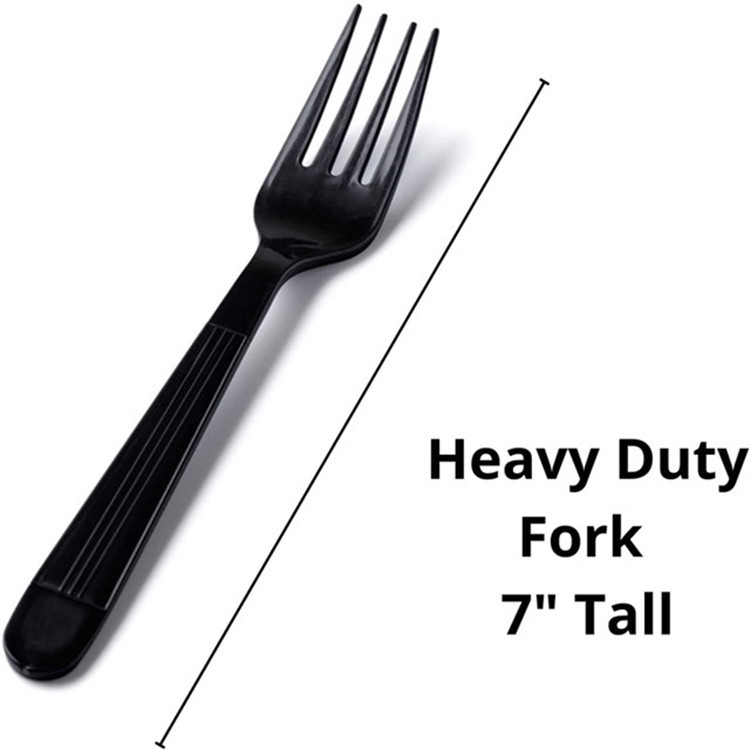 PP Black White Flatware Sets with Plastic Spoons Fork Knives Napkin Paper Disposable Cutlery Sets